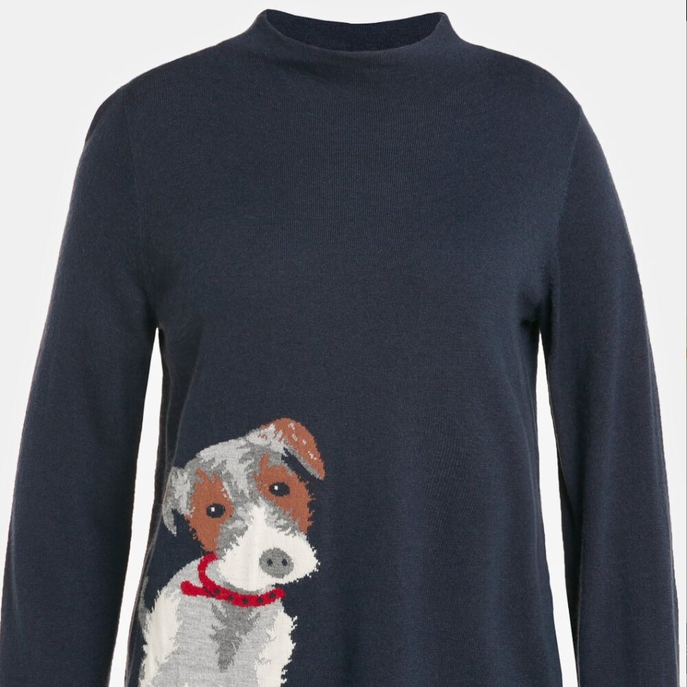 Puppy Design Long Sleeve Fine Knit Sweater